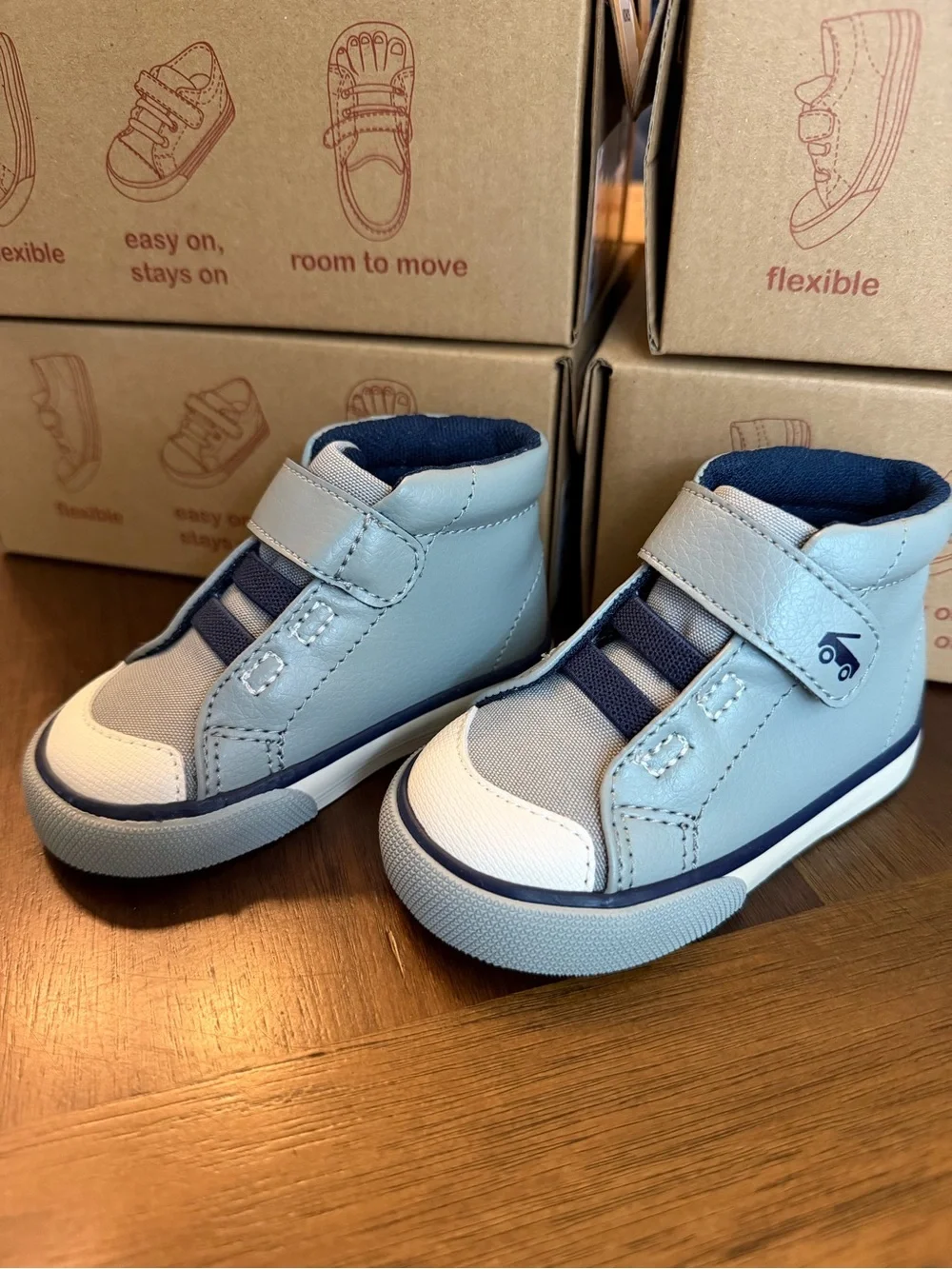 See Kai Run Light Blue and Navy High-Top Sneakers for Kids